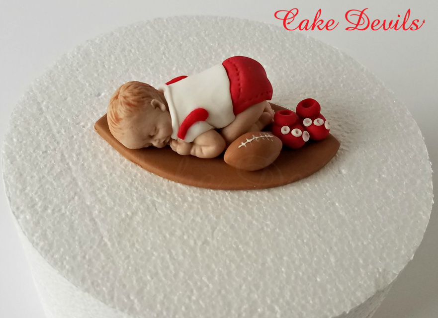 Fondant Baby Boy Football Cake Topper, Sleeping Baby Shower Football Cake  Topper, Handmade Edible, Christening Cake Topper, Baptism Baby Cake
