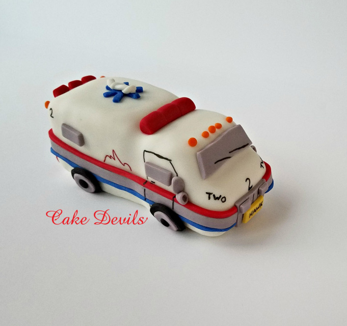 Ambulance Cake Topper, Fondant, Handmade Edible, ambulance cake