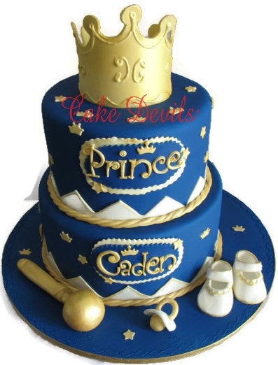 Prince Baby Shower Cake Topper Kit - Fondant Crown, Rattle, Baby Shower, baby shower cake Handmade Edible