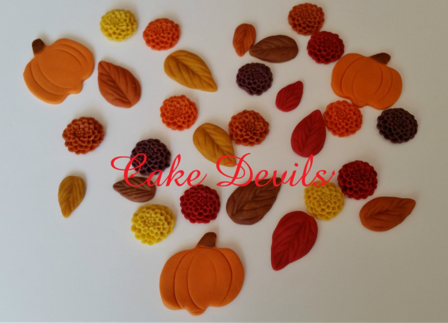 Edible Flower Cake Decorations, Fall Colored Mums, Cupcake and Cake Toppers,  Edible Cake Decorations, Fall Flowers, Floral Cake 