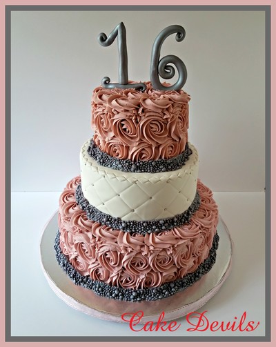 sweet 16 rosette cake