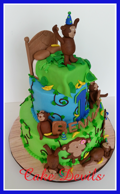 Monkeys jumping on the bed cake