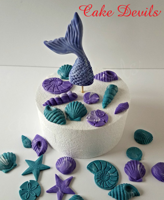 Mermaid Cake Topper set, Fondant Mermaid Tail Cake Topper