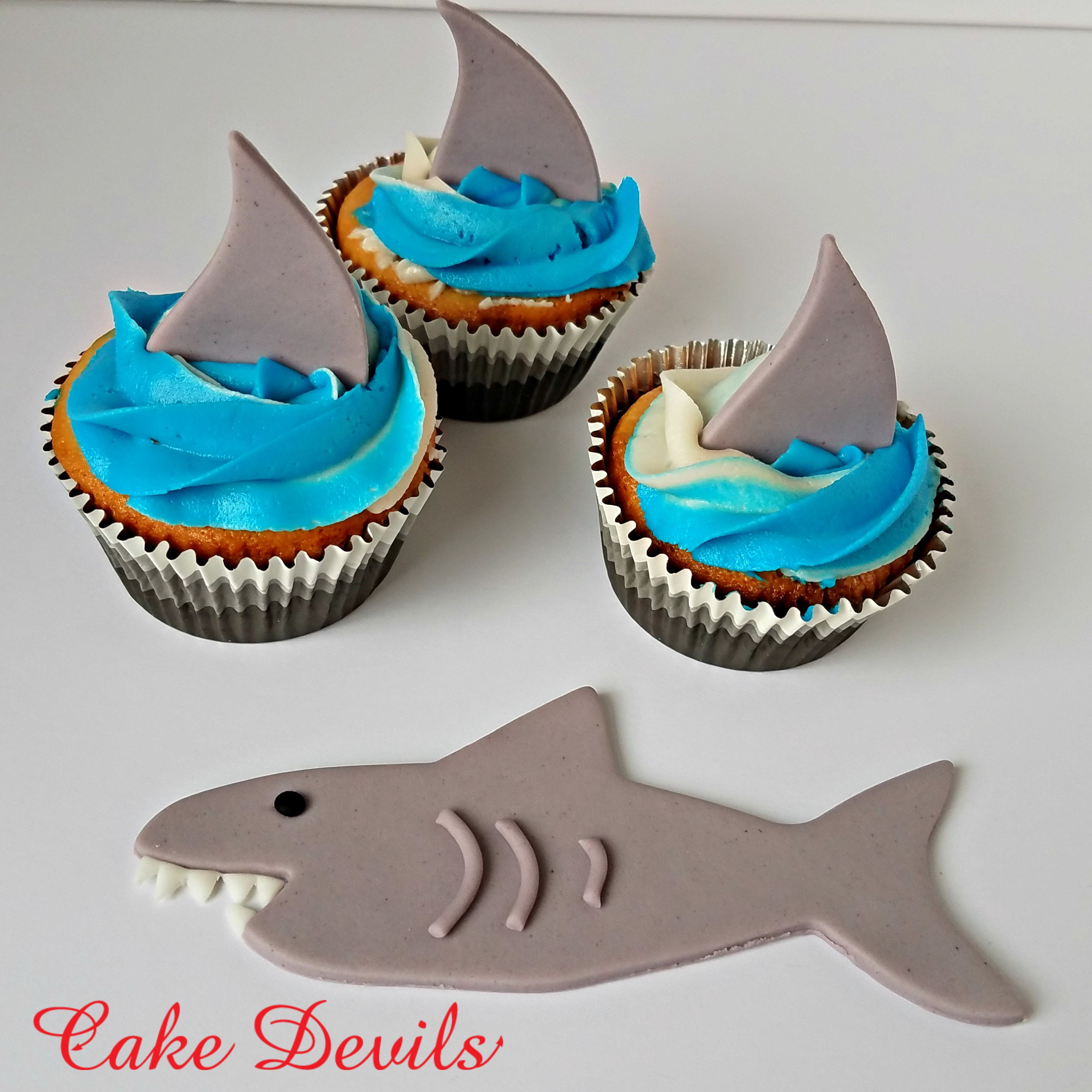 Shark Fin Fondant Cupcake Toppers, Shark Cake Topper, Shark Cake