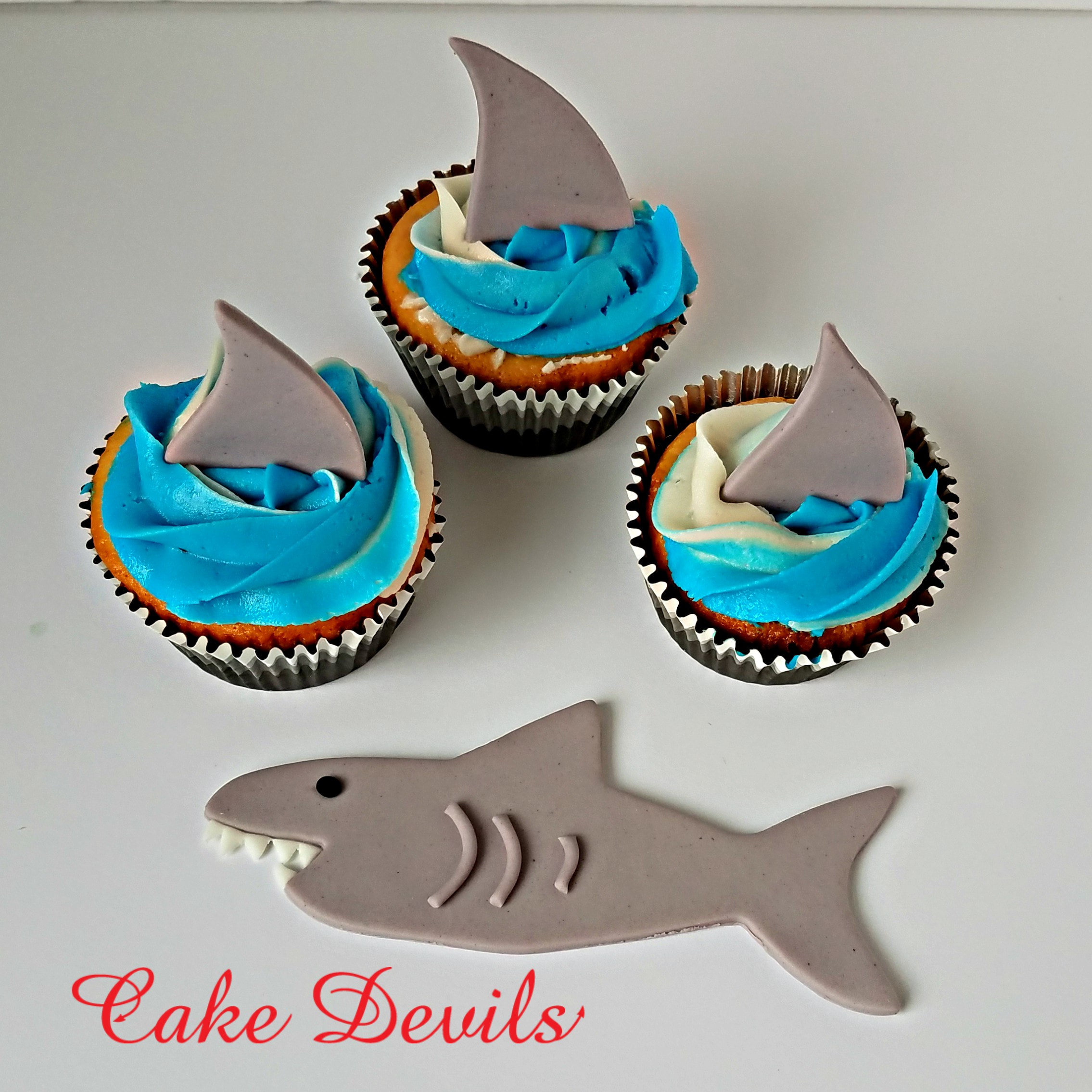 Shark Fin Cupcake Picks Beach Party Favors Cake Toppers Fake Bake Decor 