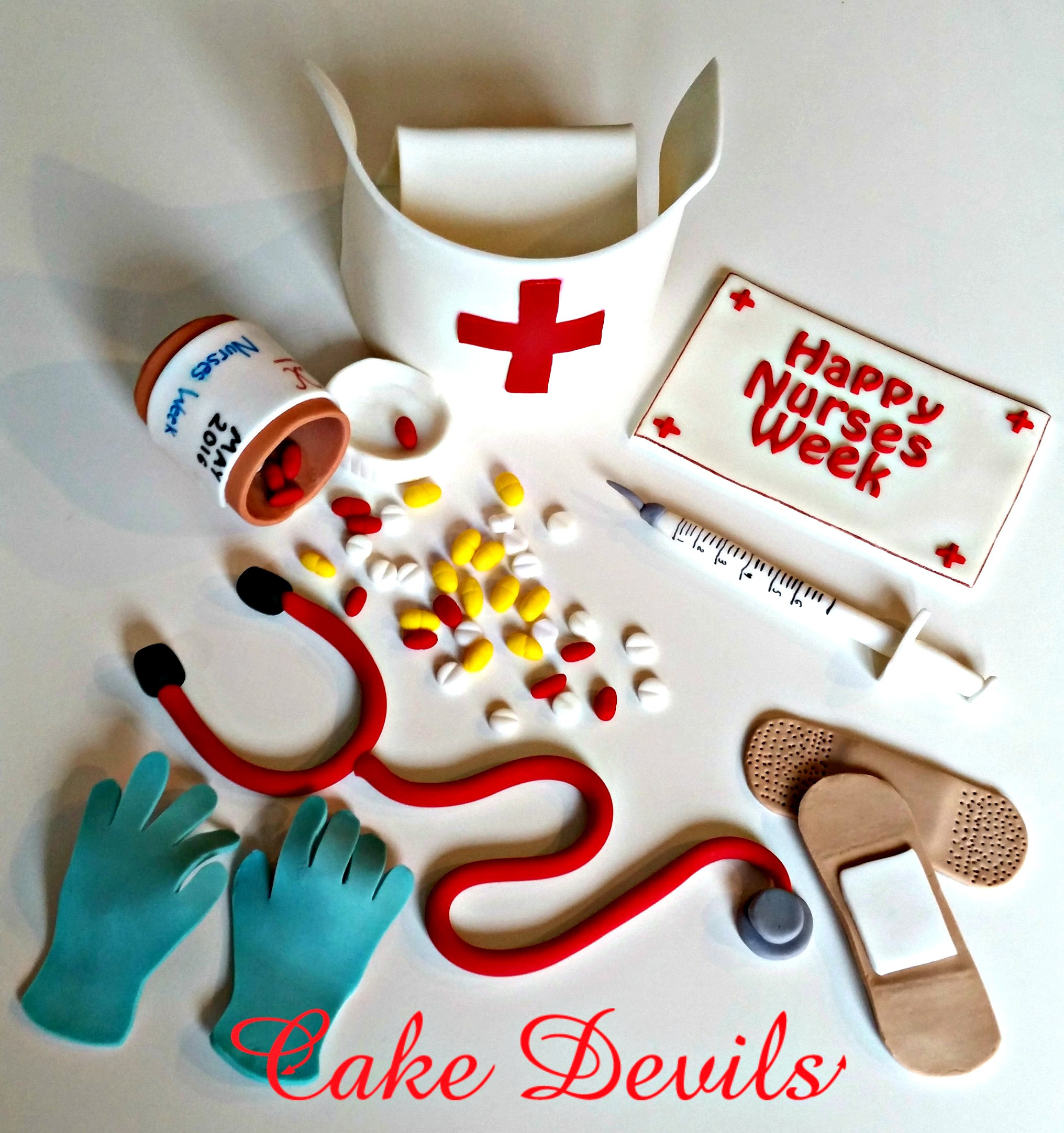 Nurse, Stethocope, Pill Bottle, Medical Cake Topper Kit