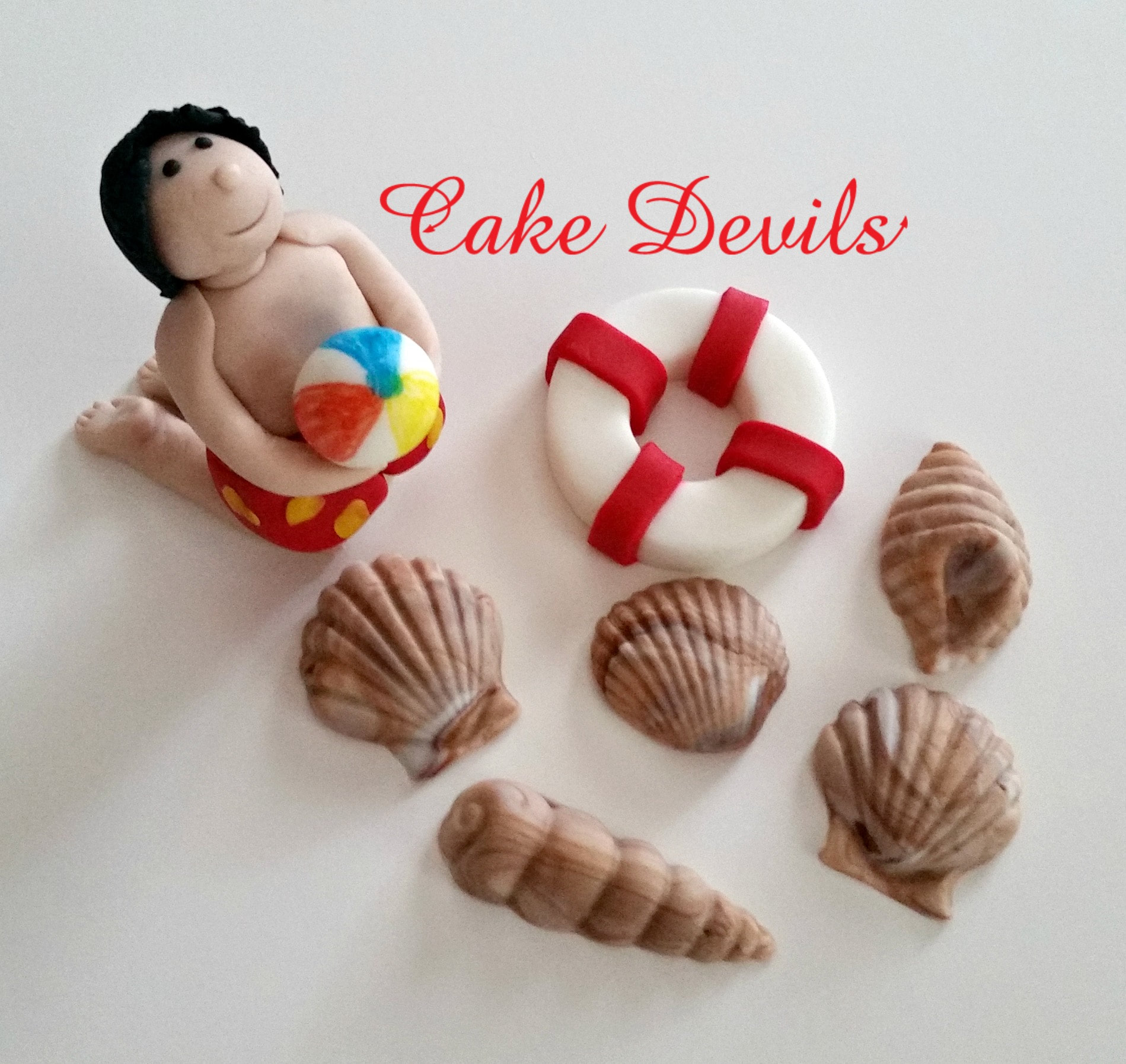 Beach Party Cake Topper Kit - Fondant, Handmade Edible, Pool party, Beach  ball cake toppers, shells, cake decorations, swimming party