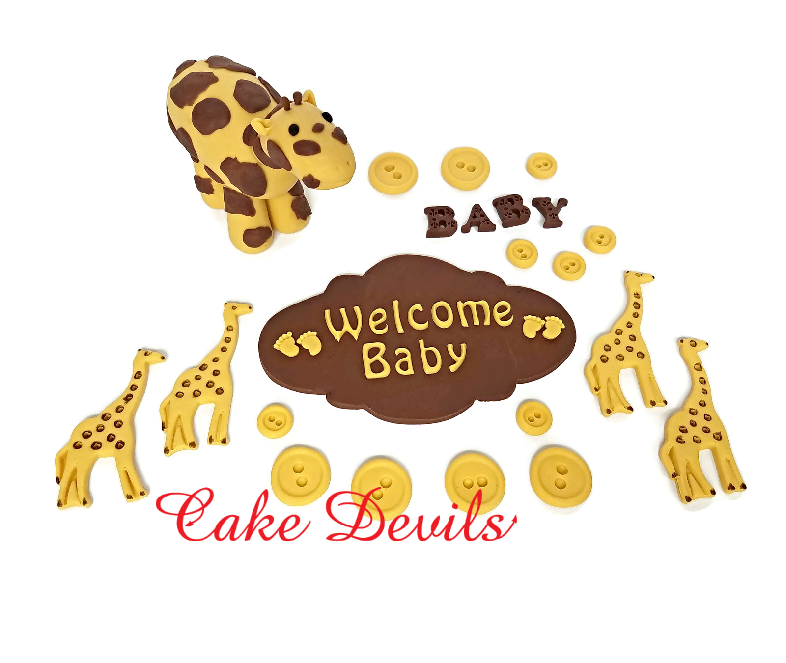Giraffe Baby Shower Cake Decorations, Baby Giraffe Cake Topper, Buttons  Cake, Fondant, Handmade Edible, Fondant plaque, Giraffe decorations