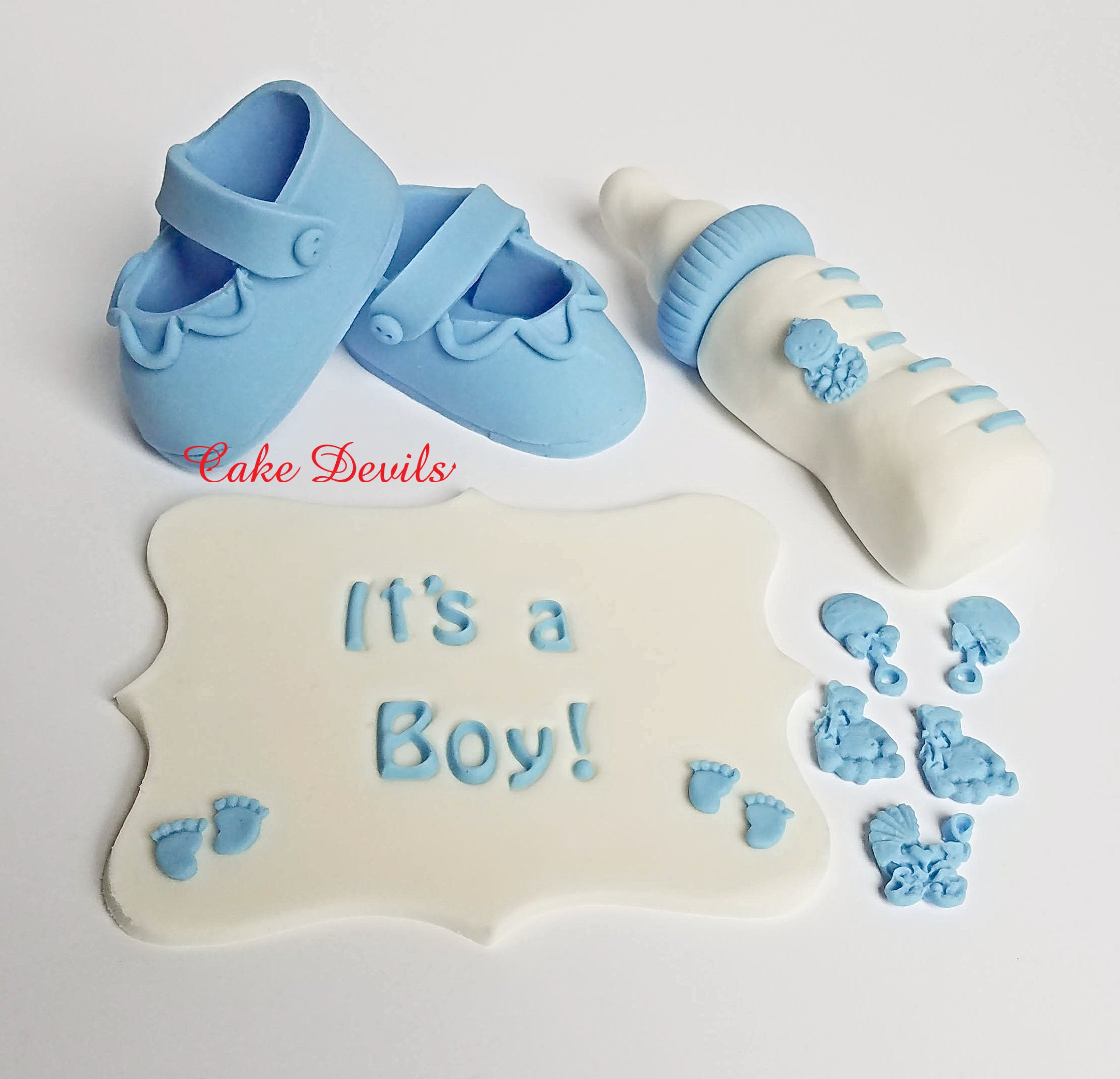 Baby Shower Fondant Cake Toppers, Baby Booties Cake Decoration, Fondant  Bottle, It's a Boy, It's a Girl, Rattle, Bear, Stroller, baby shoes