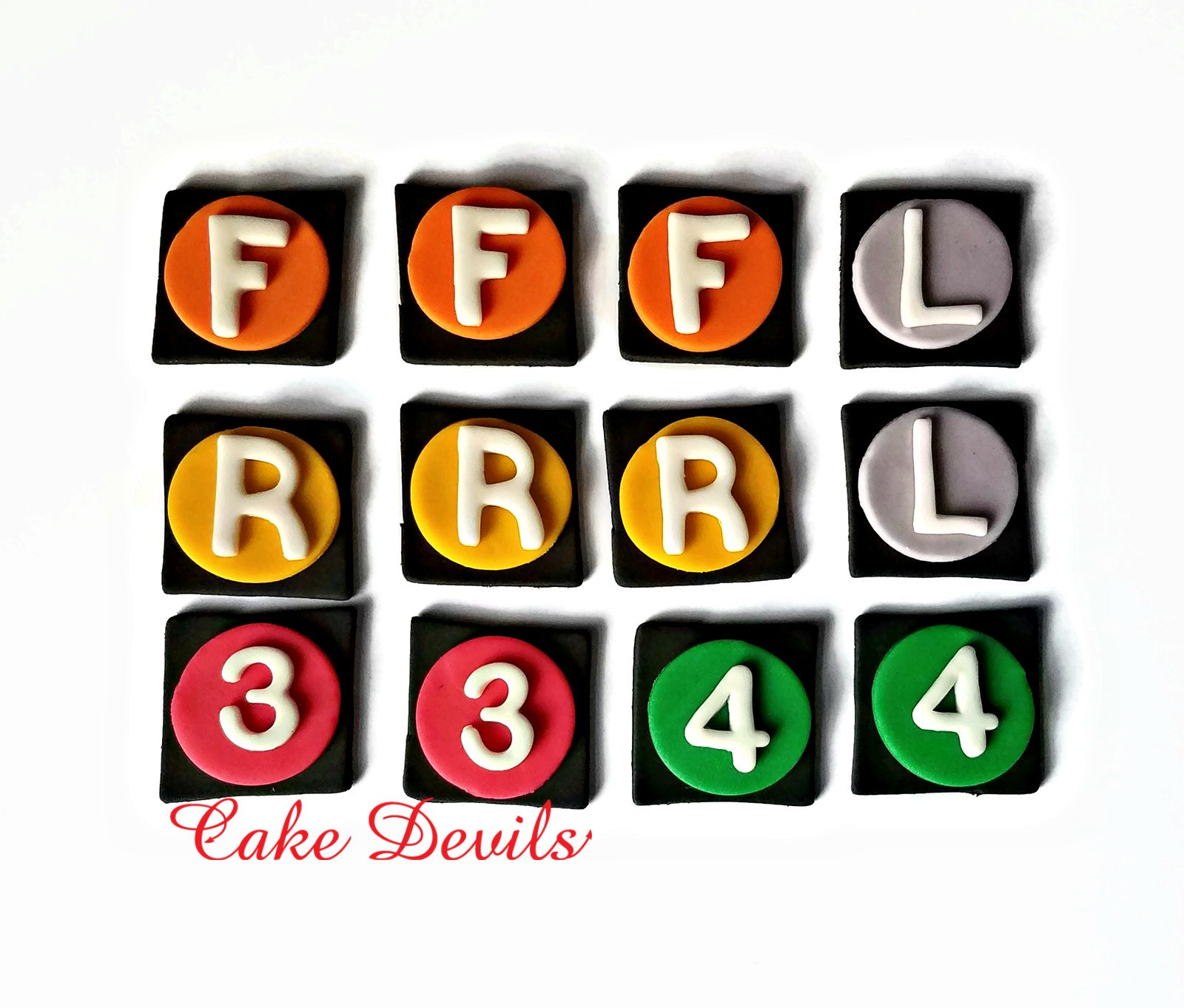 Subway Cupcake Toppers, Fondant NYC Cake Decorations, NYC Subway Numbers &  Letters, Cake Decorations, Edible Letters and Numbers, party cake