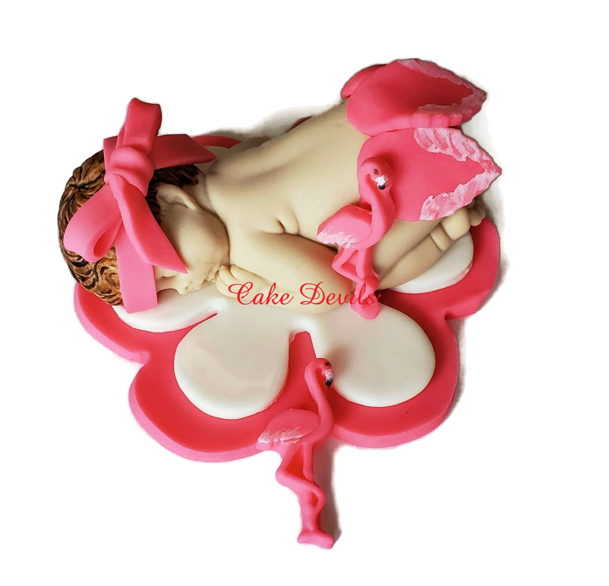 Fondant Flamingo Baby Shower Cake Topper Tropical Luau Baby