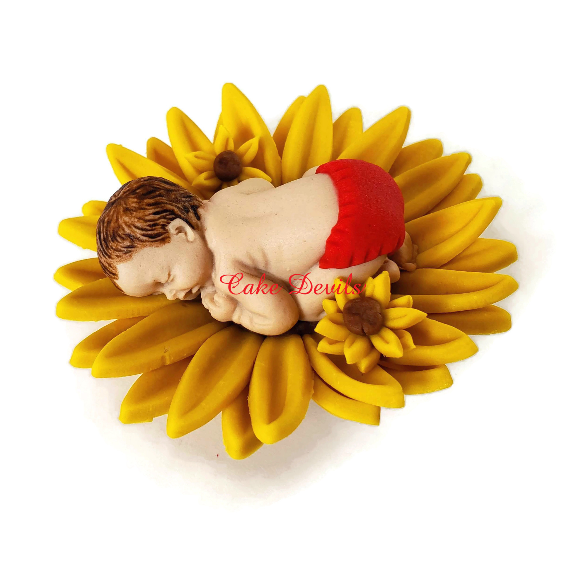 Sunflower Bumble Bee Baby Shower Cake Topper Yellow Peony Baby on